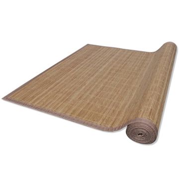 Rechthoekige bamboe mat - Bamboe oppervlak en randen van polypropyleen - Bruin - 80 x 300 cm