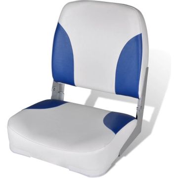 Opklapbare Bootstoel - PU/PVC - Blauw en wit - 41 x 36 x 48 cm - Inclusief kussen