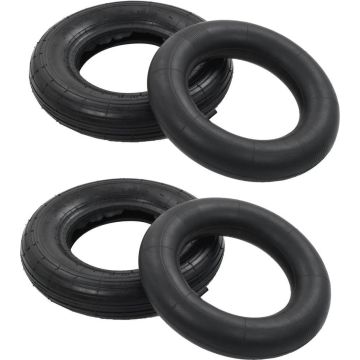 4-delige Kruiwagenbanden- en binnenbandenset 3.50-8 4PR rubber
