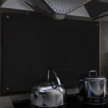 Spatscherm keuken 90x60 cm gehard glas zwart