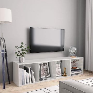 Boekenkast/tv-meubel 143x30x36 cm hoogglans wit