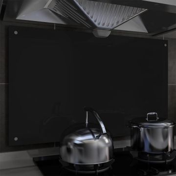 Spatscherm keuken 100x60 cm gehard glas zwart