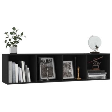 Boekenkast/tv-meubel met 4 vakken - Spaanplaat - Zwart - 143x30x36 cm (BxDxH)