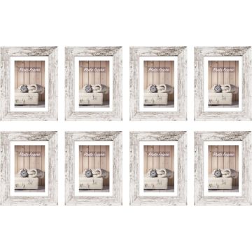 Zep fotolijst - Nelson 6 - Wit - White wash - 10x15 cm - Hout - 8 stuks