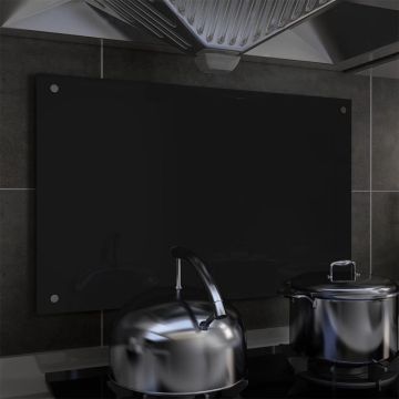Spatscherm keuken 80x50 cm gehard glas zwart
