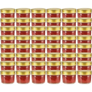 Jampotten met goudkleurige deksels 48 st 110 ml glas