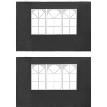 Tentwanden met raam - 100% PE - Antraciet - 2 st - 300 x 195 cm
