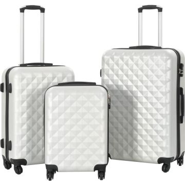 3-delige Harde kofferset ABS helder zilverkleurig