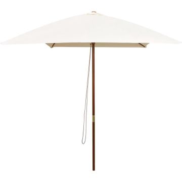 Parasol met houten paal 200x300 cm crémewit