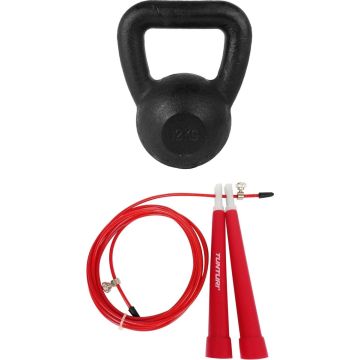 Tunturi - Fitness Set - Springtouw Rood - Kettlebell 12 kg