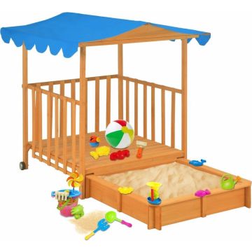 Speelhuis voor kinderen met zandbak UV50 hout blauw