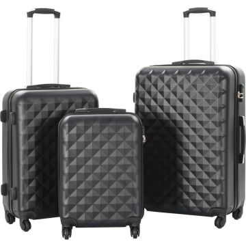 3-delige Harde kofferset ABS zwart