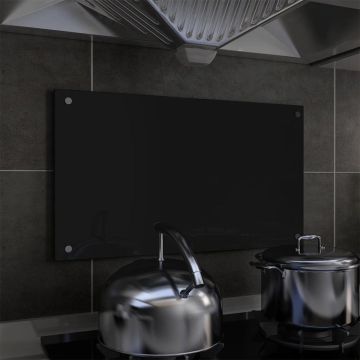 Spatscherm keuken 70x40 cm gehard glas zwart
