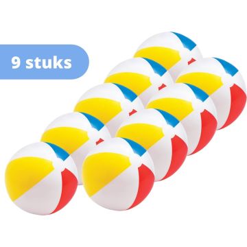 Intex strandbal - set van 9 - strandbal opblaasbaar - 50 cm - meerkleurig