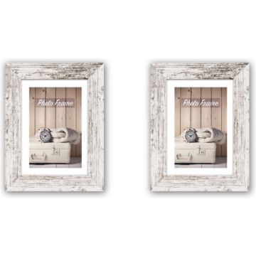 Zep fotolijst - Nelson 6 - Wit - White wash - 13x18 cm - Hout - 2 stuks