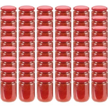 Jampotten met rode deksels 48 st 230 ml glas