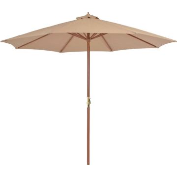 Tuinparasol met houten paal 300 cm taupe