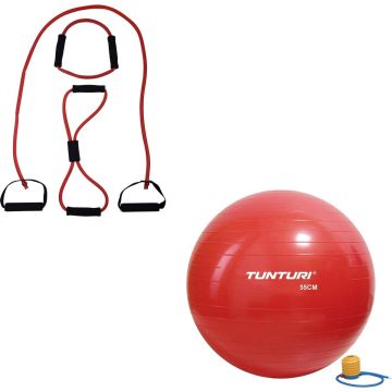 Tunturi - Fitness Set - Tubing Set Rood - Gymball Rood 55 cm