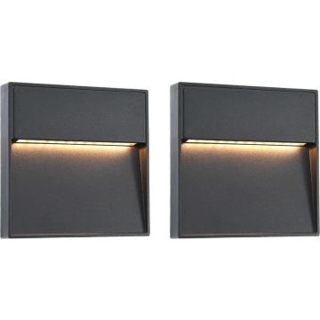 LED-buitenwandlampen 2 st 3 W vierkant zwart