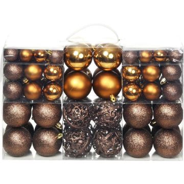 Kerstballenset 6 cm bruin/brons/goud 100-delig
