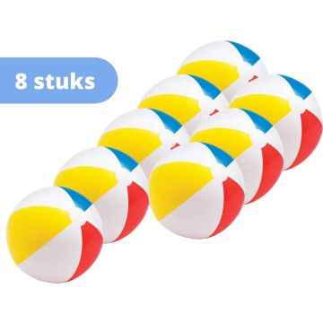 Intex strandbal - set van 8 - strandbal opblaasbaar - 50 cm - meerkleurig