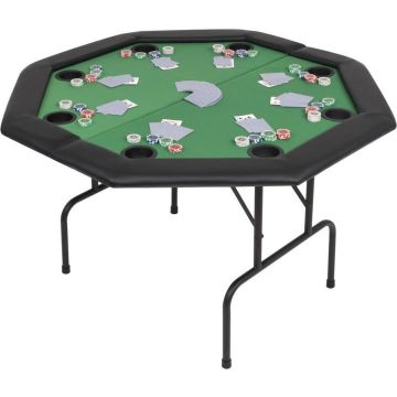 Pokertafel voor 8 spelers achthoekig 2-voudig inklapbaar groen