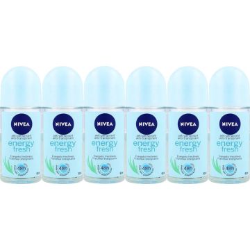 NIVEA Energy Fresh Vrouwen Rollerdeodorant - 6 x 50 ml - Voordeelverpakking