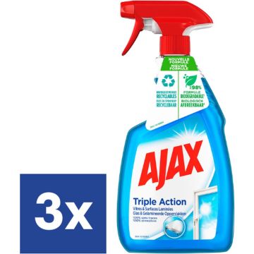Ajax Triple Action Glasspray - 3 x 750 ml
