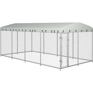 VidaLife Hondenkennel voor buiten met dak 8x4x2,3 m