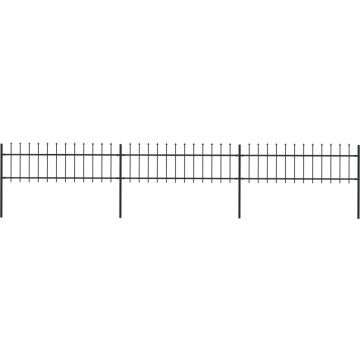 VidaLife Tuinhek met speren bovenkant 5,1x0,6 m staal zwart