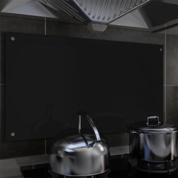 VidaLife Spatscherm keuken 90x50 cm gehard glas zwart