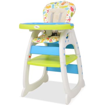 VidaLife Kinderstoel met blad 3-in-1 verstelbaar blauw en groen