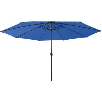 VidaLife Parasol met LED-verlichting en metalen paal 400 cm azuurblauw