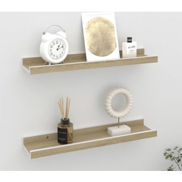 VidaLife Wandschappen 2 st 40x9x3 cm wit sonoma eikenkleurig