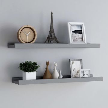 VidaLife Fotoplanken 2 st 80x9x3 cm MDF grijs