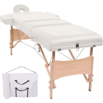 VidaLife Massagetafel inklapbaar 3 zones 10 cm dik wit