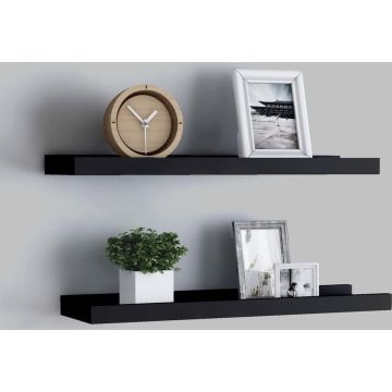 VidaLife Fotoplanken 2 st 60x9x3 cm MDF zwart