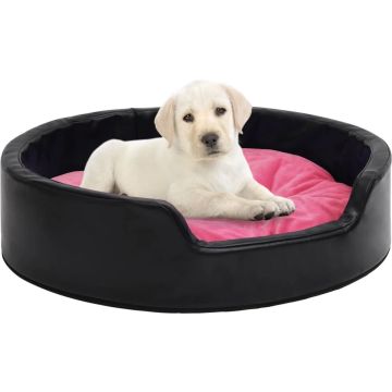 VidaLife Hondenmand 79x70x19 cm pluche en kunstleer zwart en roze