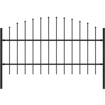 VidaLife Tuinhek met speren bovenkant (0,75-1)x1,7 m staal zwart
