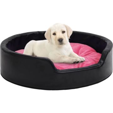 VidaLife Hondenmand 99x89x21 cm pluche en kunstleer zwart en roze