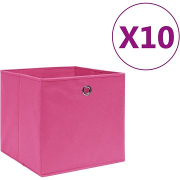 VidaLife Opbergboxen 10 st 28x28x28 cm nonwoven stof roze