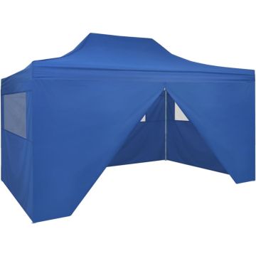 VidaLife Vouwtent pop-up met 4 zijwanden 3x4,5 m blauw
