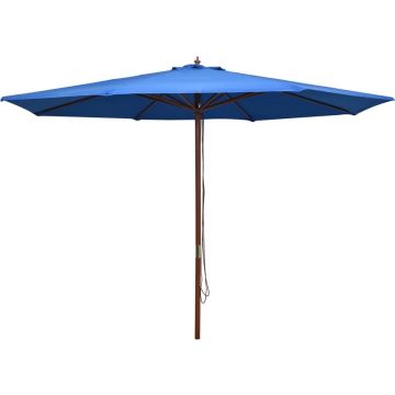 VidaLife Parasol met houten paal 350 cm blauw