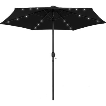 VidaLife Parasol met LED-verlichting en aluminium paal 270 cm zwart