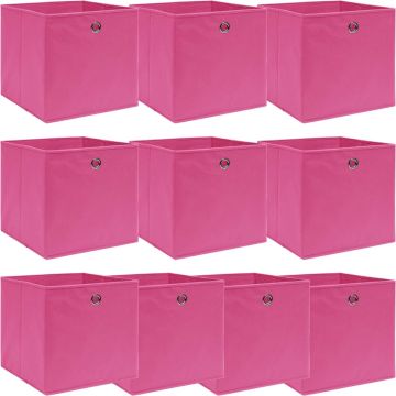 VidaLife Opbergboxen 10 st 32x32x32 cm stof roze