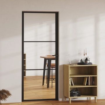 VidaLife Binnendeur 83x201,5 cm ESG-glas en aluminium zwart