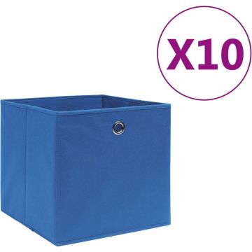 VidaLife Opbergboxen 10 st 28x28x28 cm nonwoven stof blauw
