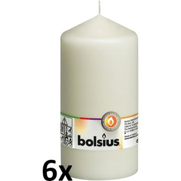 6 stuks Bolsius ivoor stompkaarsen 150/80 (67 uur)