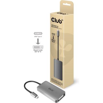 club3D CAC-1510 USB-C / DVI Adapter [1x USB-C stekker - 1x DVI-bus 24+5-polig] Aluminium