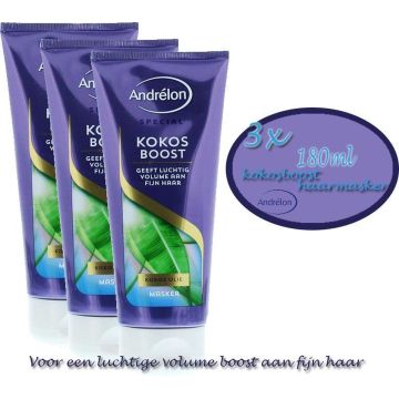 Andrélon haarmasker kokos boost 180 ml - 3 stuks